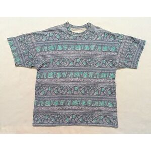 Vintage Frank Y2K 90's Geometric Print Shirt Made in USA Single Stich Men's M